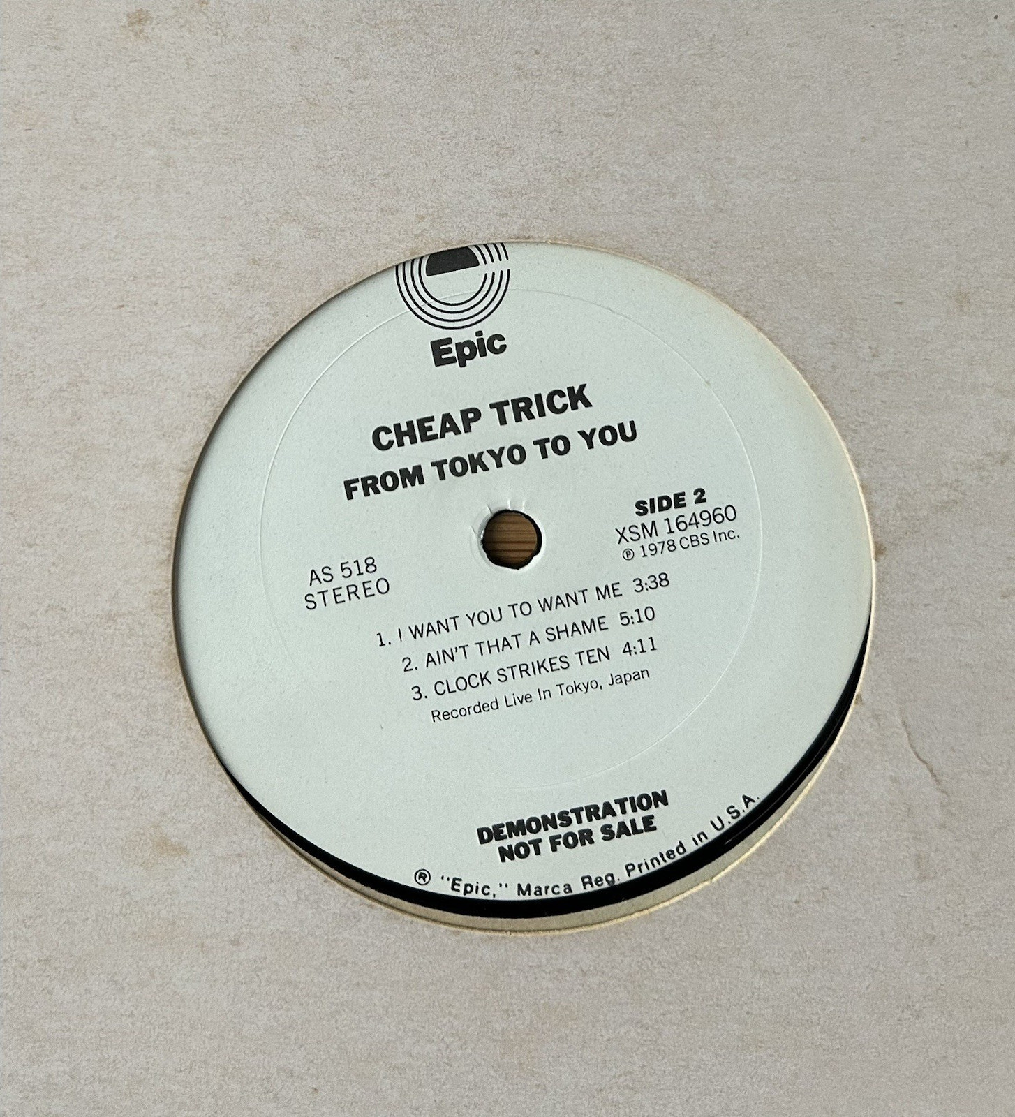 Cheap Trick “From Toyko To You” Promo 12-Inch Vinyl EP - Signed Robin Zander + 3
