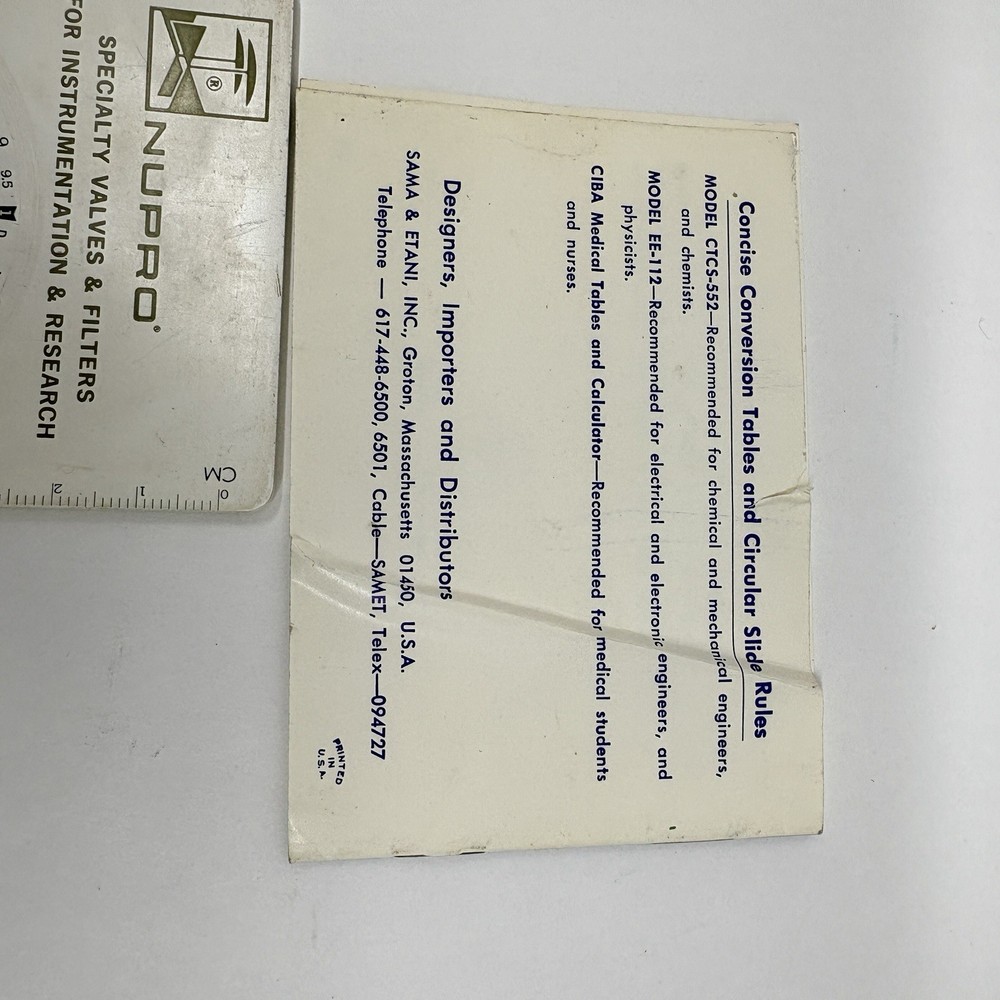 Vintage Concise CTCS-552 Circular Slide Rule Conversion Tables NUPRO Calculator