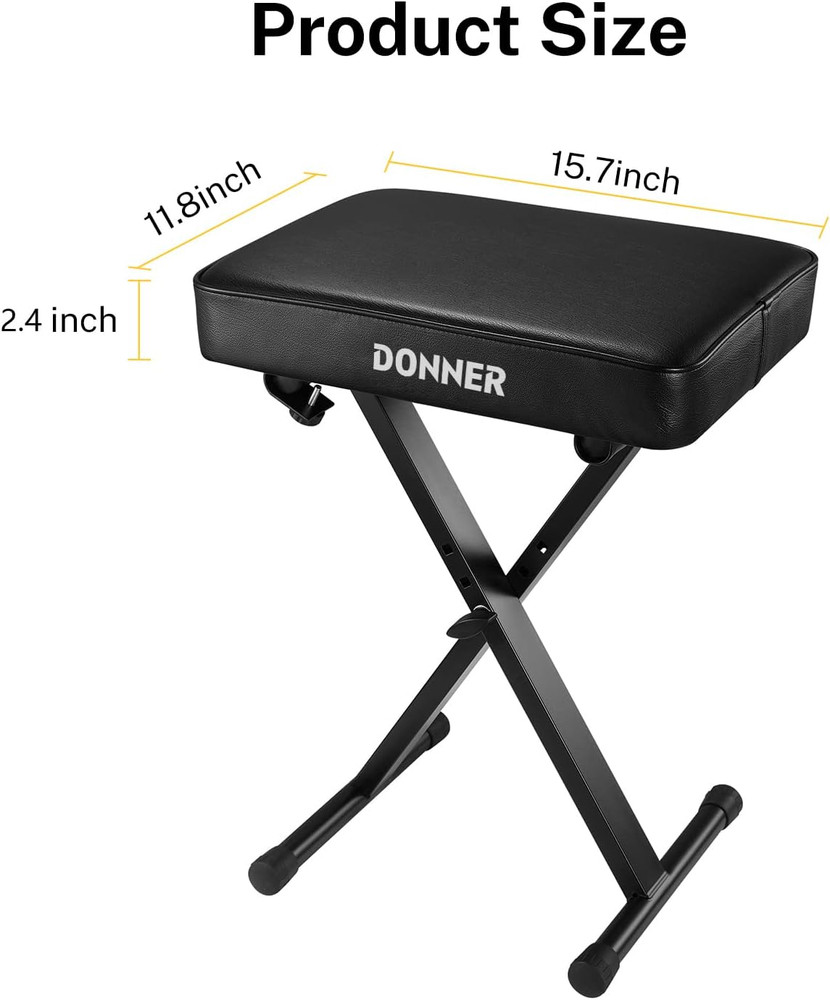 Piano Bench, Adjustable Keyboard Bench Portable Stool Collapsible Chair Foldable