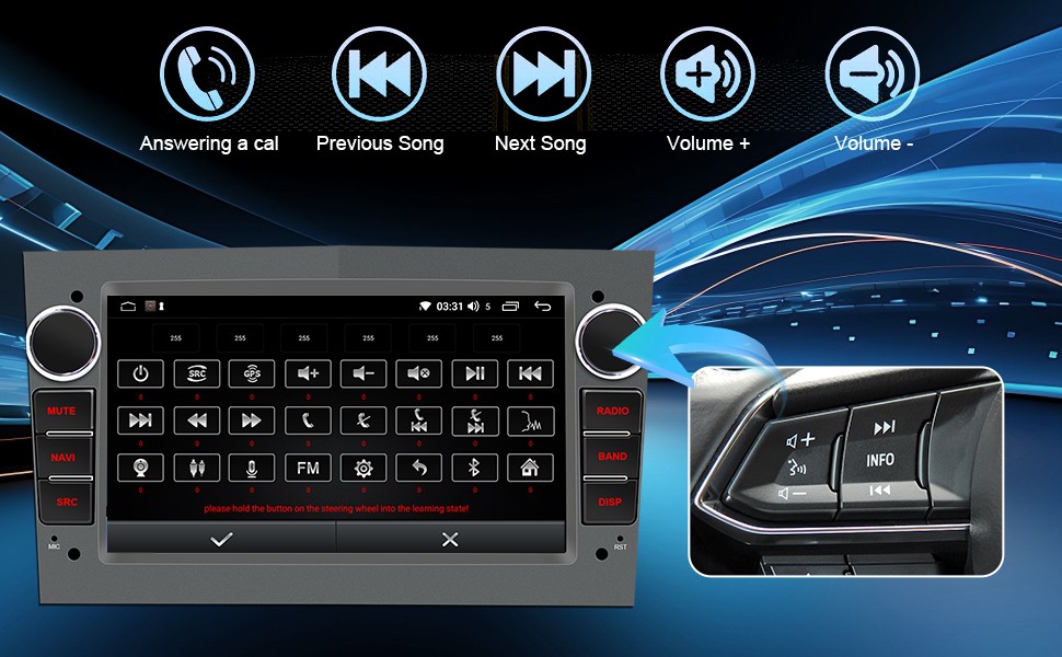 CarPlay Android Auto Android 15 4+64G 7"Screen For Opel Combo 2000,2004-2010