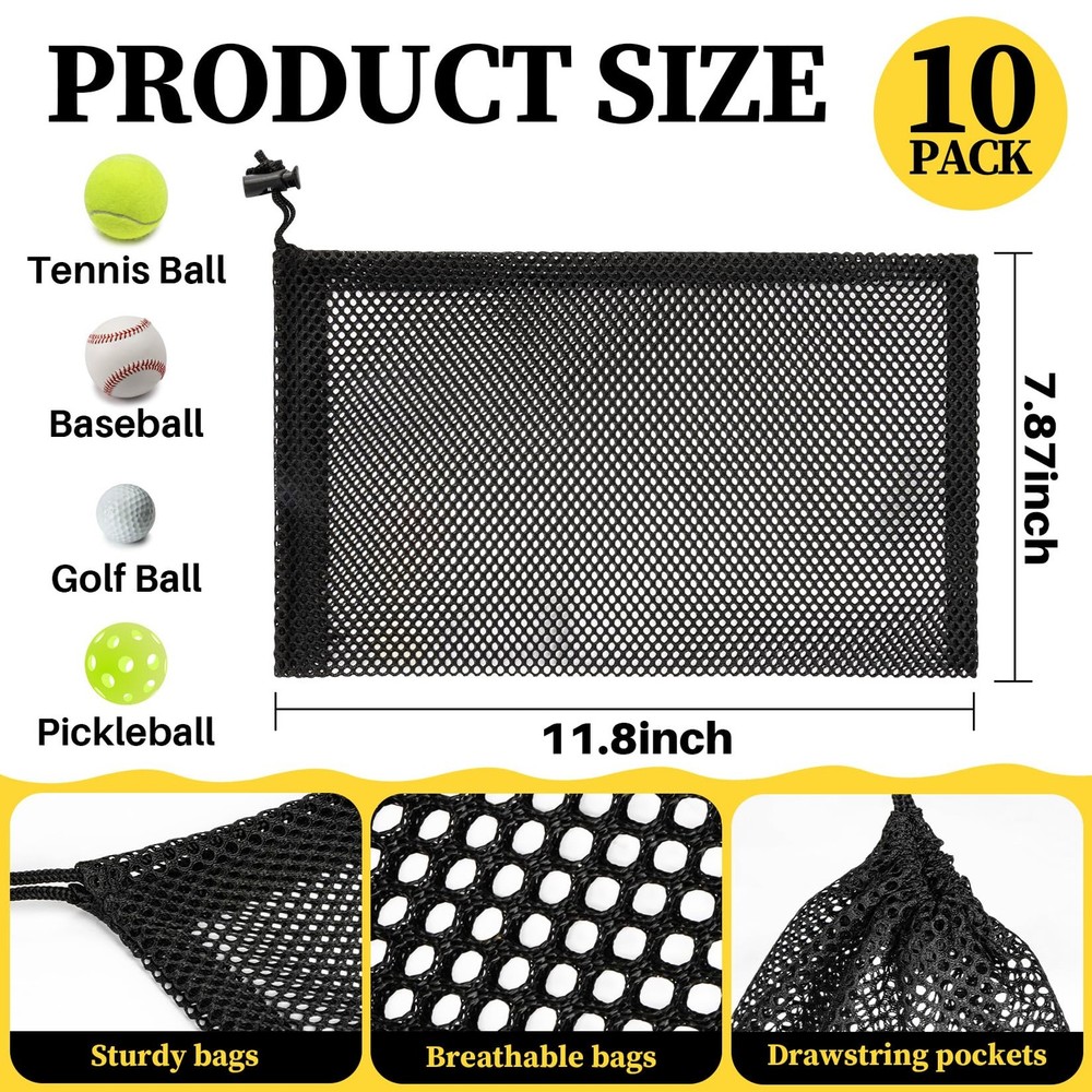 MAQIHAN Mesh Drawstring Bag, Black NO,