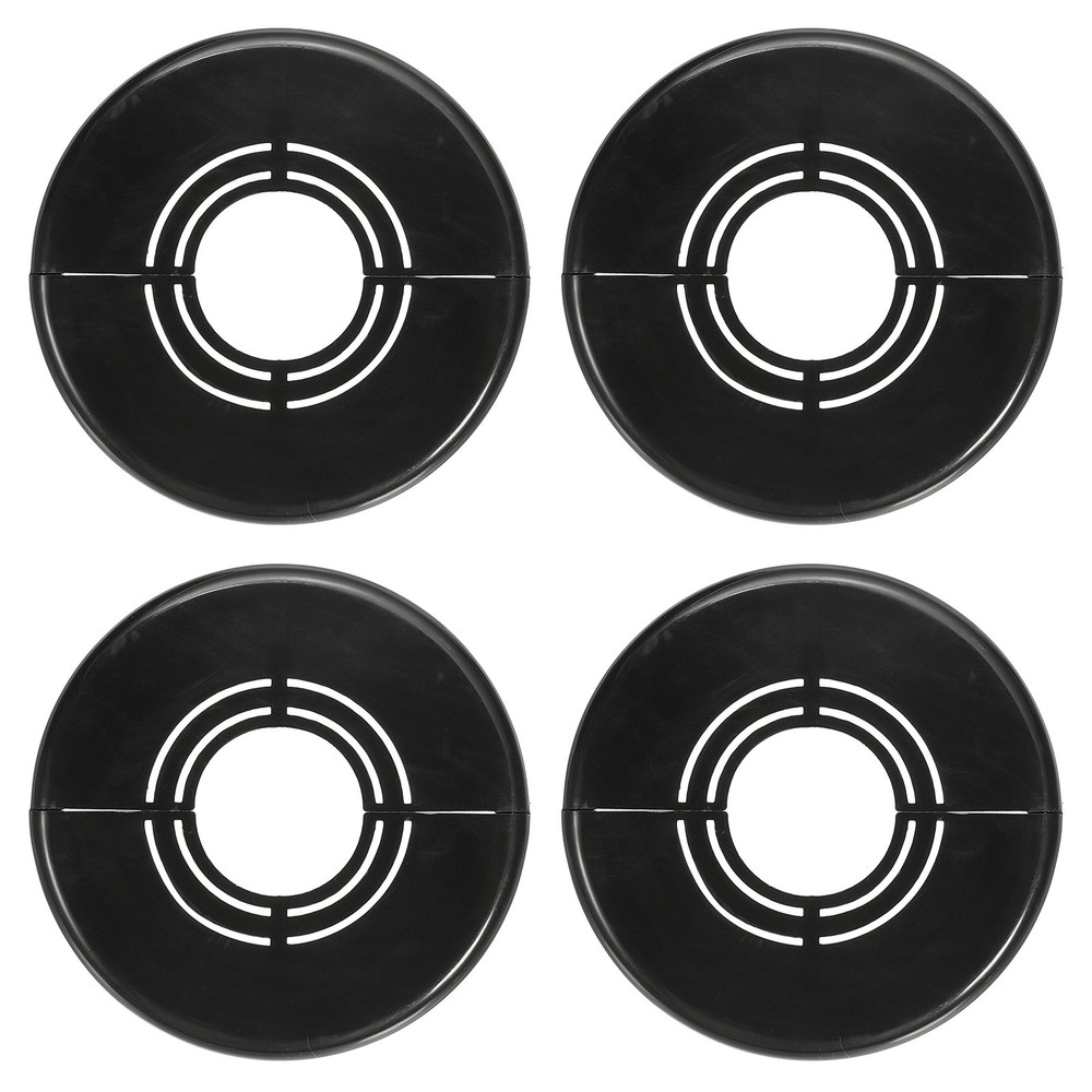 4pcs Wall Split Flange 1.18" Plastic Round Split Flange Pipe Cover, Black