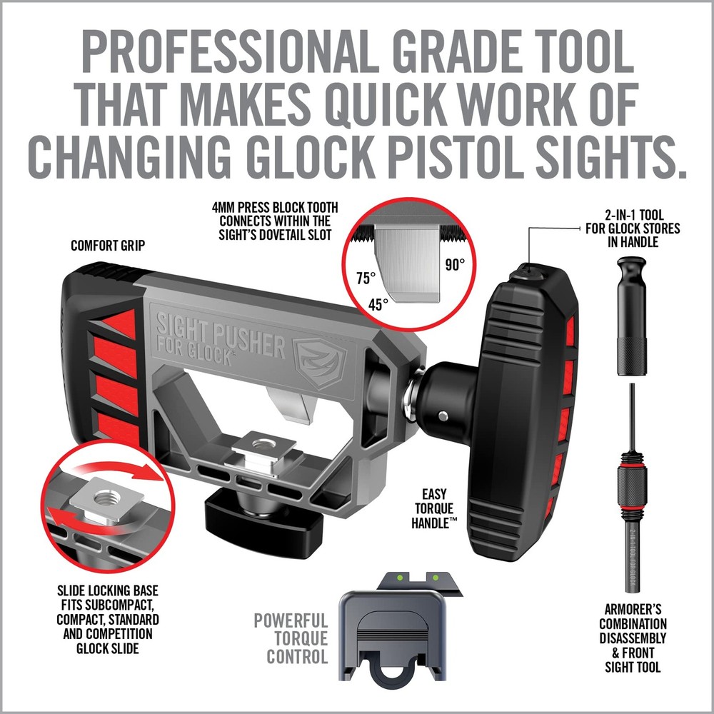 Real Avid Universal Glock Sight Pusher Tool - Front & Rear Dovetail Installation