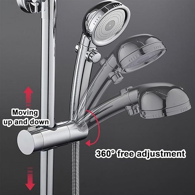 Universal Adjustable Shower Rail Head Slider Holder Base Bracket Chrome ABS