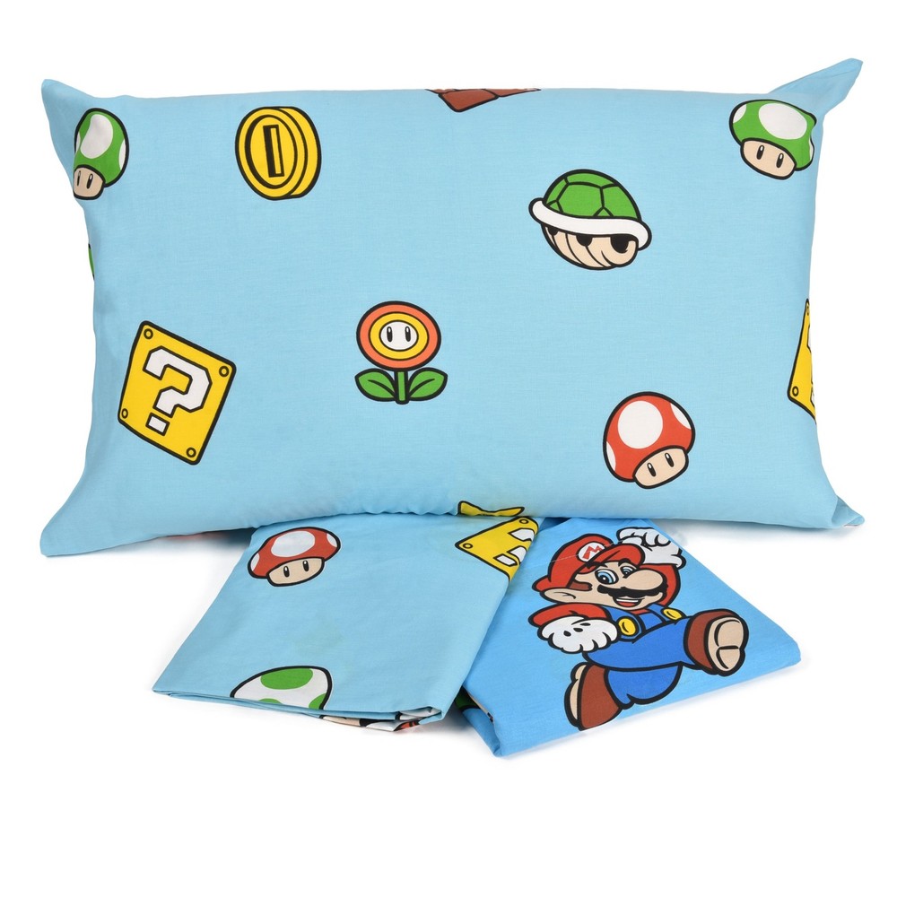 Super Mario Single Bed Pillowcase + Corner Bottom + Sheet