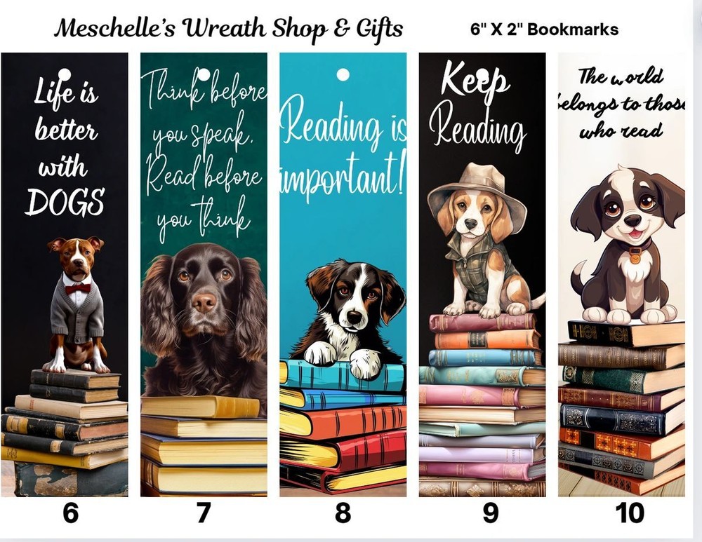 Dog with Books Themed Bookmarks