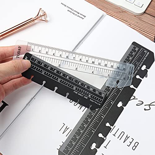 10 Pack 8" Clear/Black Plastic Ruler for 6 Hole A5 5 Pack Clear 5 Pack Black