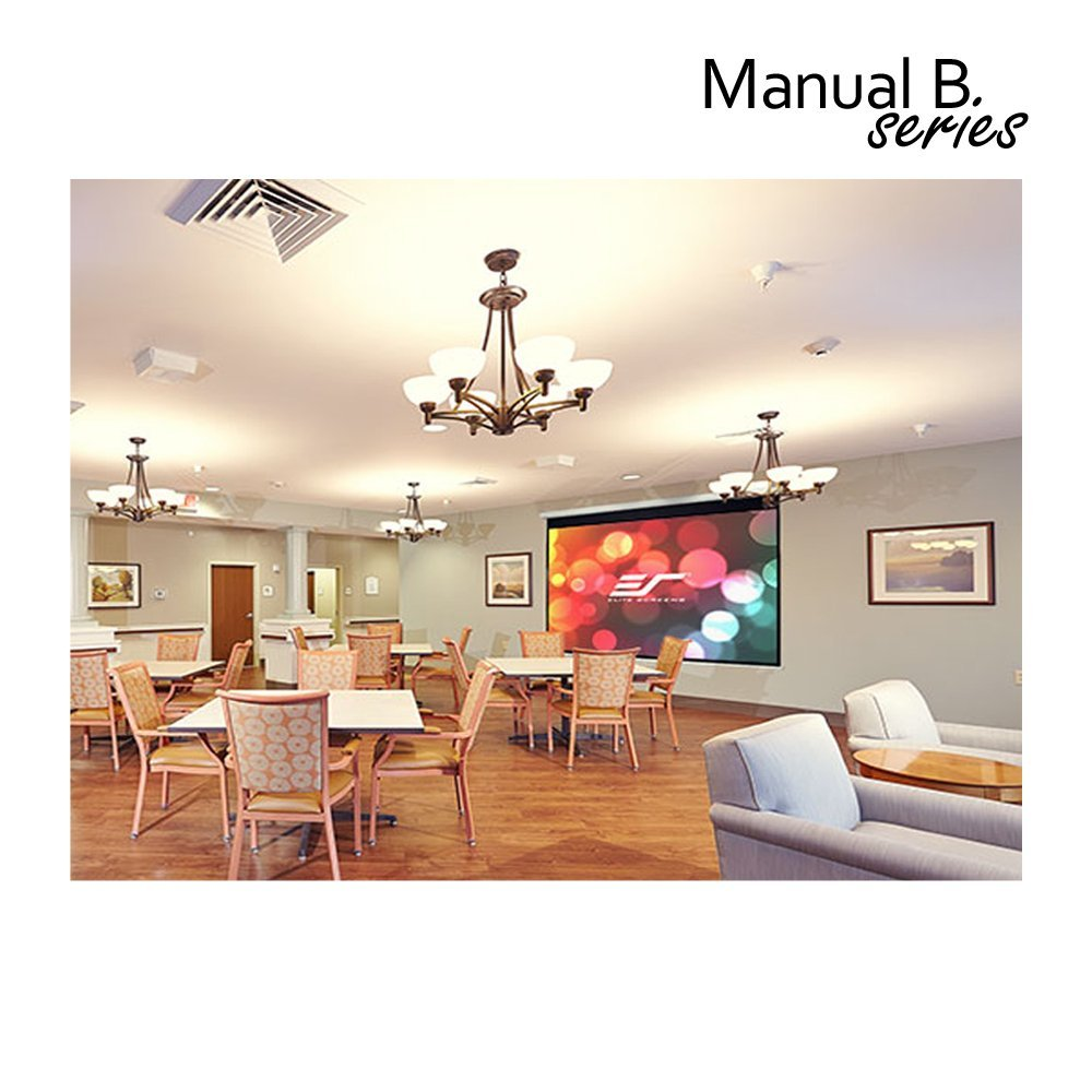 Elite Screens Manual B, 100-INCH 16:9, Manual Pull Down Projector Screen 4K /...