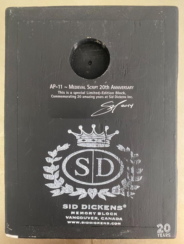 Sid Dickens Memory Block: AP-11 "Medieval Script"- Retired 20th Anniversary Tile