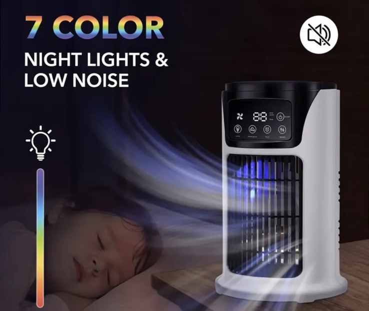 Portable 3-in-1 USB Air Conditioner Humidifier with Cooling Light Fan