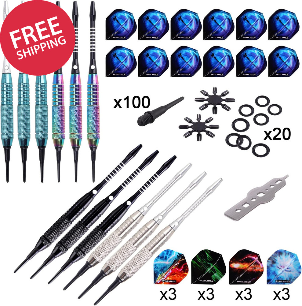 Soft Tip Darts Set 12 Pack 18 Gram with 100 Extra Tips Plastic Tip Board Game