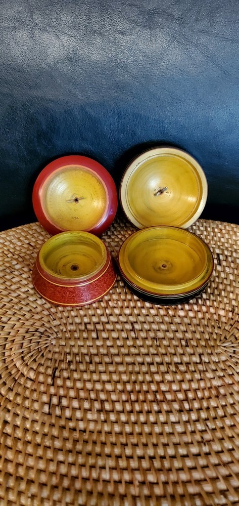2 Old, Round, Lacquer Boxes