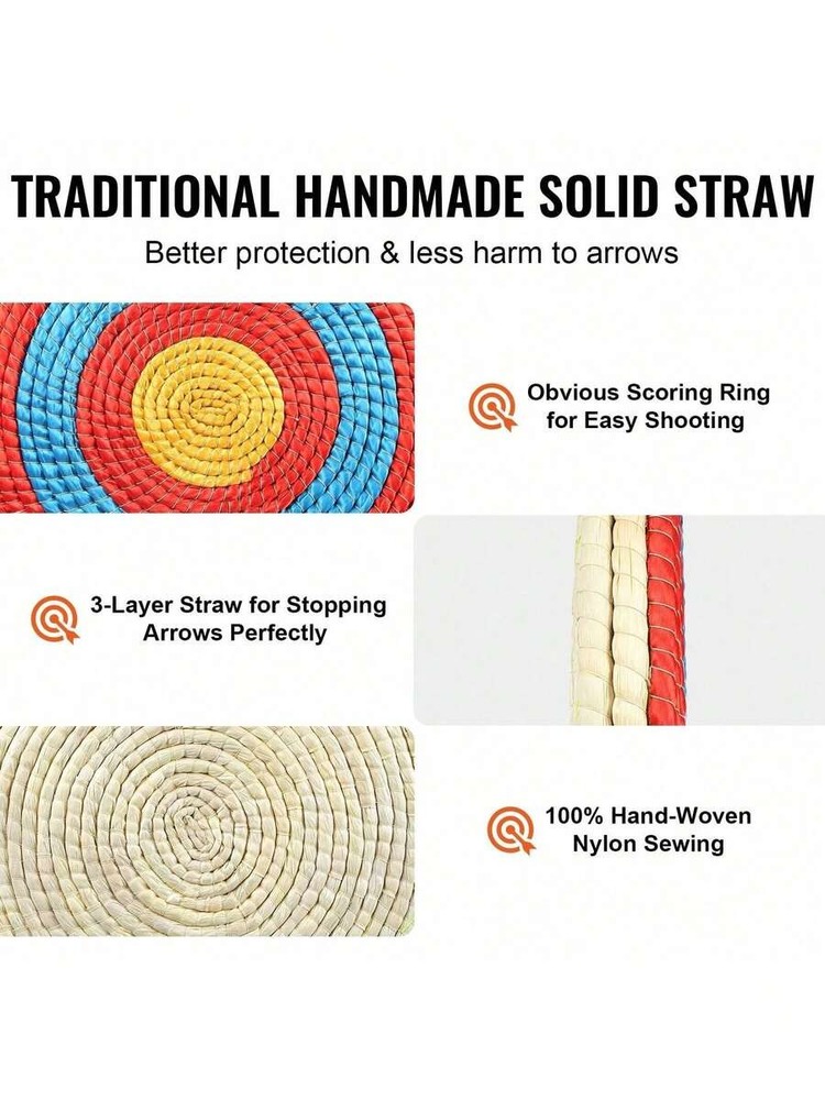 Straw Archery Target, 20-inch Target, Traditional Solid Round Archery Target