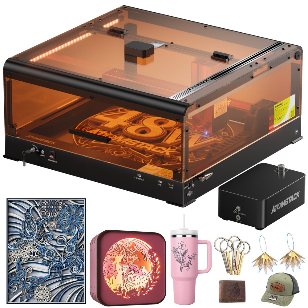 AtomStack A48 Ultra 210W Laser Engraver Engraving Cutting Machine with Enclosure