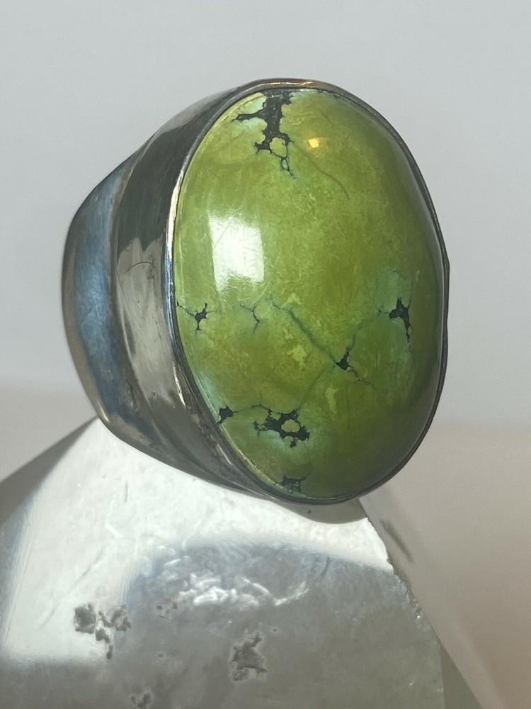 green stone ring sterling silver women men size 8.75