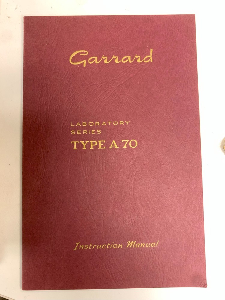 Garrard Type 70 Turntable Manual