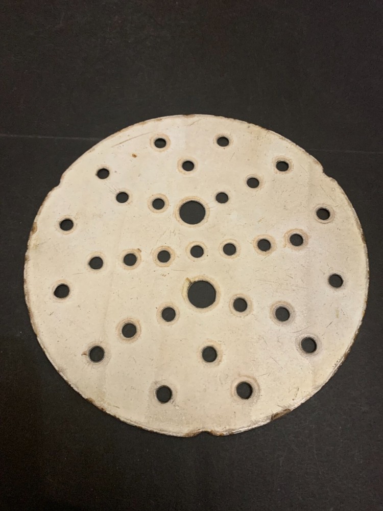 Antique Enamel White Disc Shaped Strainer 9.25 inches
