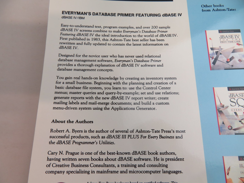 Ashton-Tate For The First Time User dBase IV Book