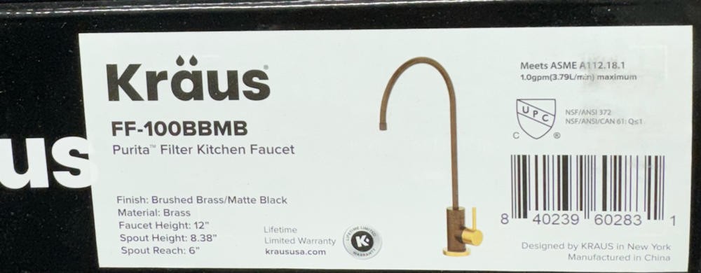 Krauss  FF-100BBMB Purita 1 GPM Cold Water Dispenser - Less Filter System*READ*