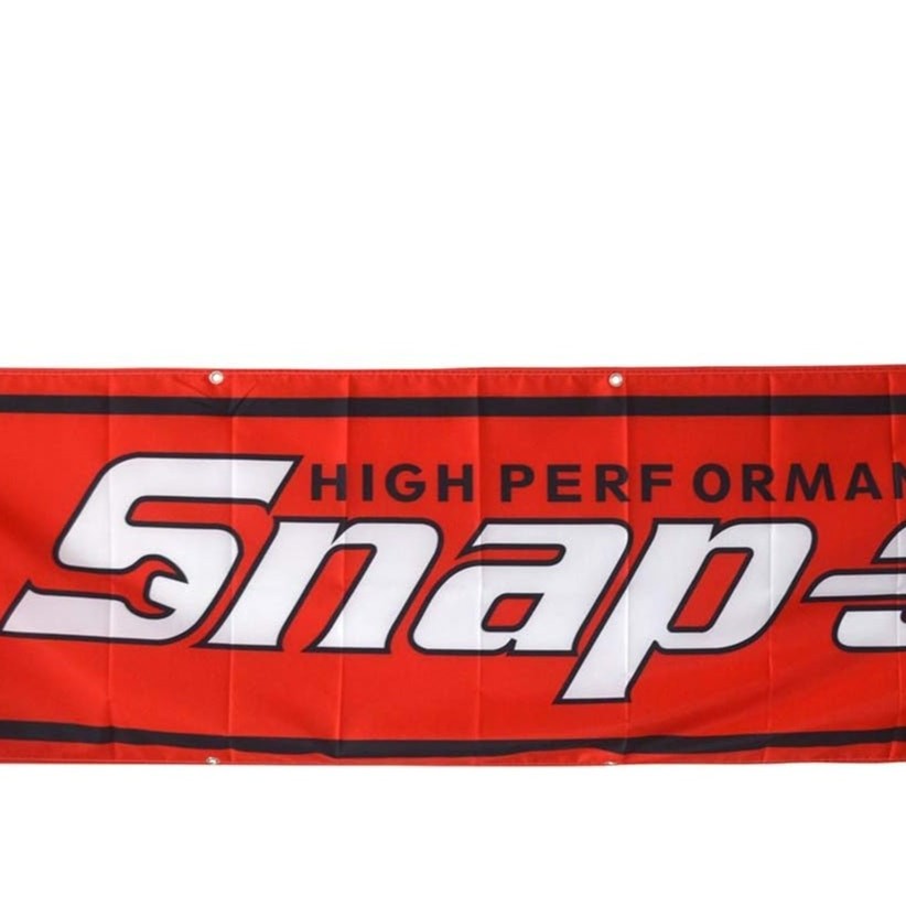 Snap‑On Tools Banner 2×8 ft Red Polyester with 8 Brass Grommets Garage Decor