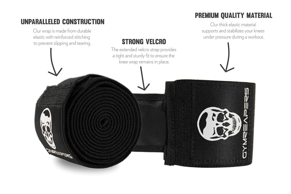 Knee Wraps (Pair) With Strap for Squats, Weightlifting, Powerlifting,