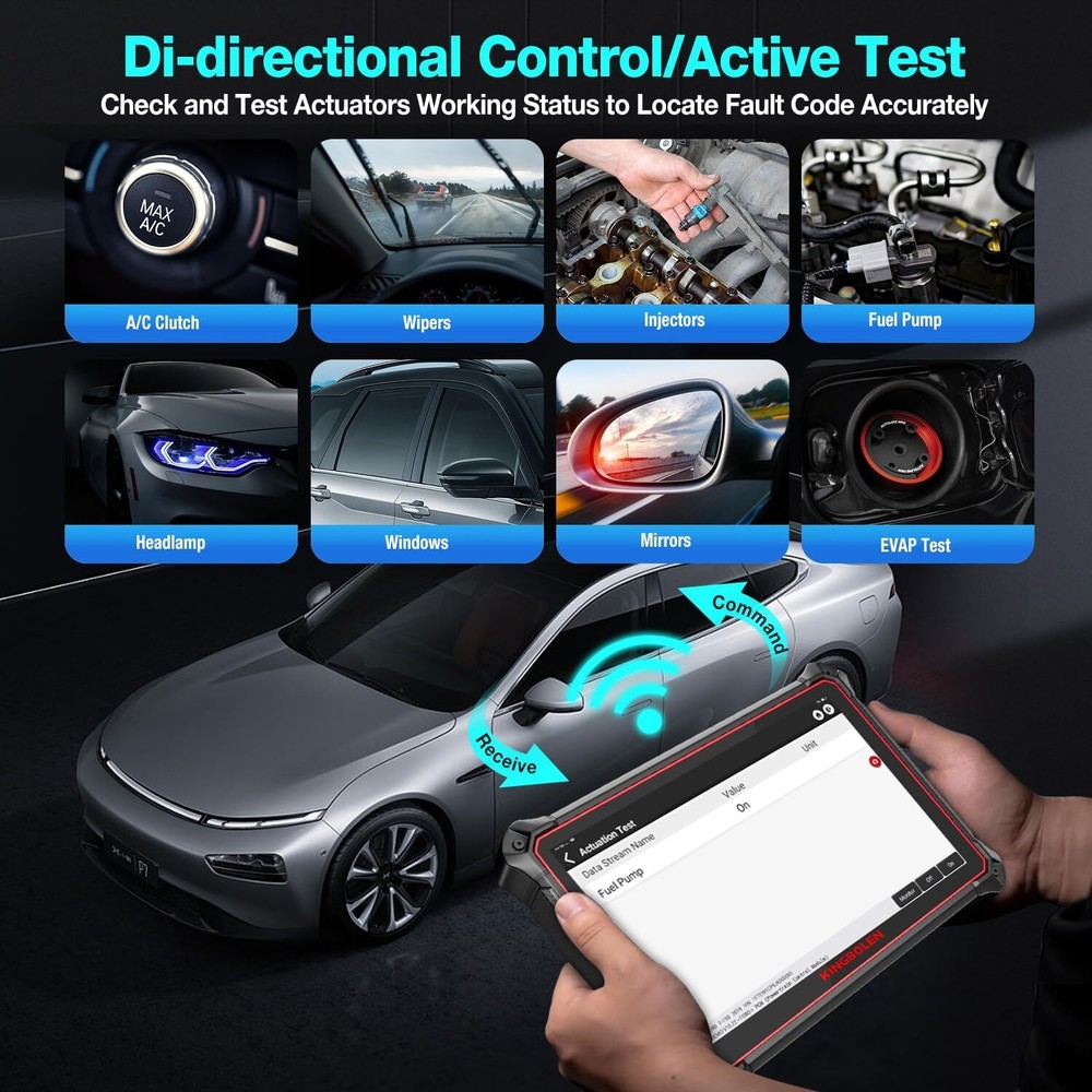 KINGBOLEN K10 10" OBD2 Scanner All System Bidirection Diagnostic Tool ECU Coding