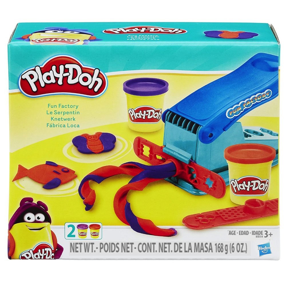 Play-Doh Basic Fun Factory Shape Making Machine with 2 Pack of 2, Red/Blue