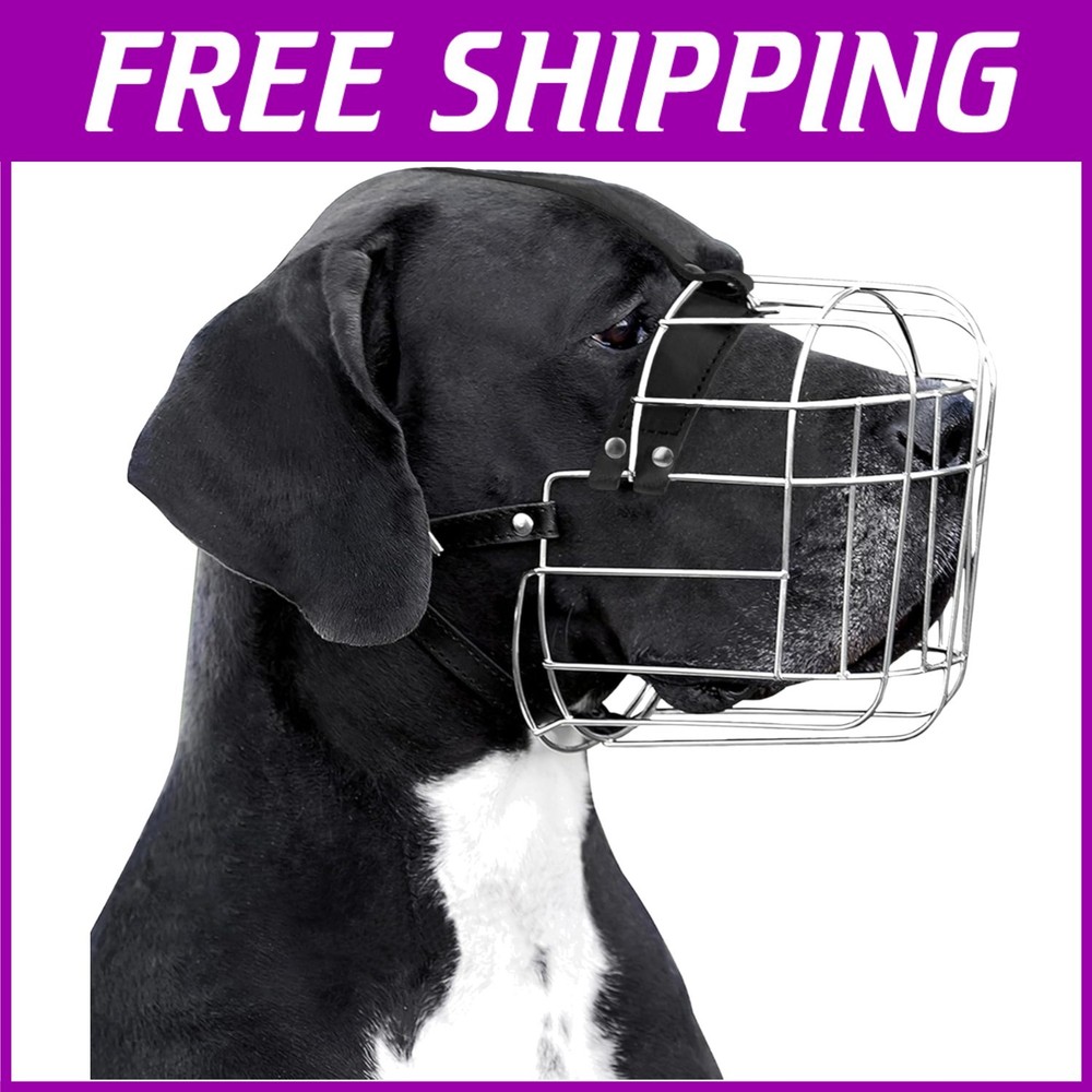 Adjustable Metal Wire Basket Muzzle for Large Dogs