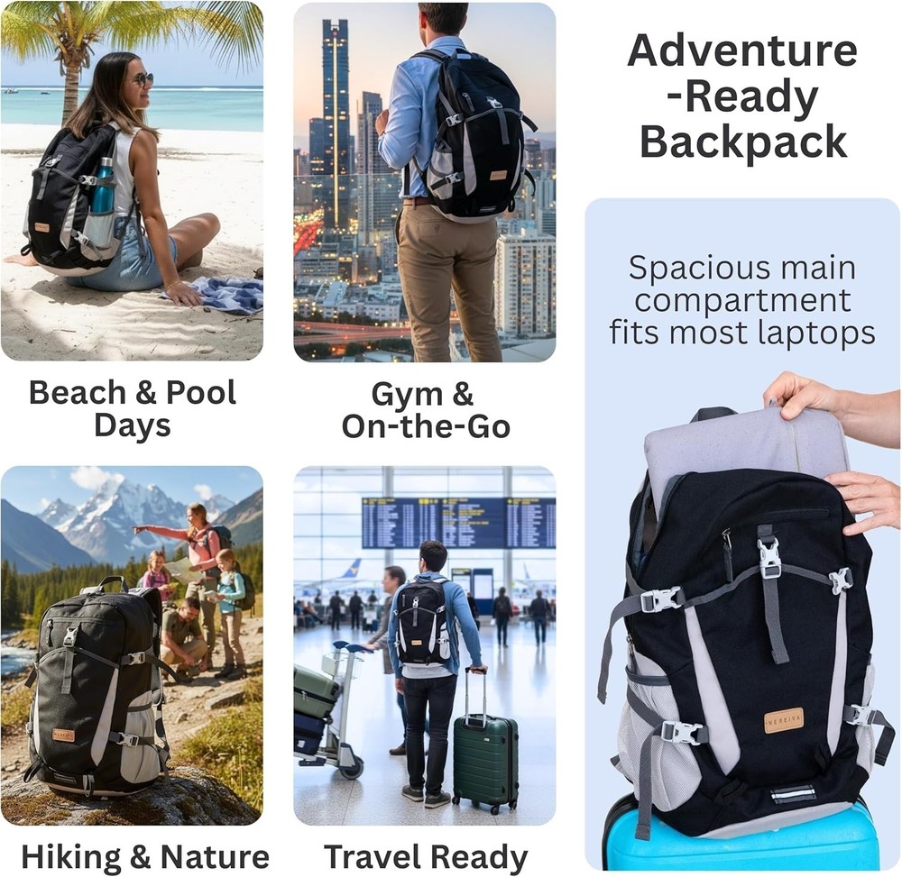 Foldable Backpack with Rain Cover - Multiple Pockets - Waterproof Lightweight...