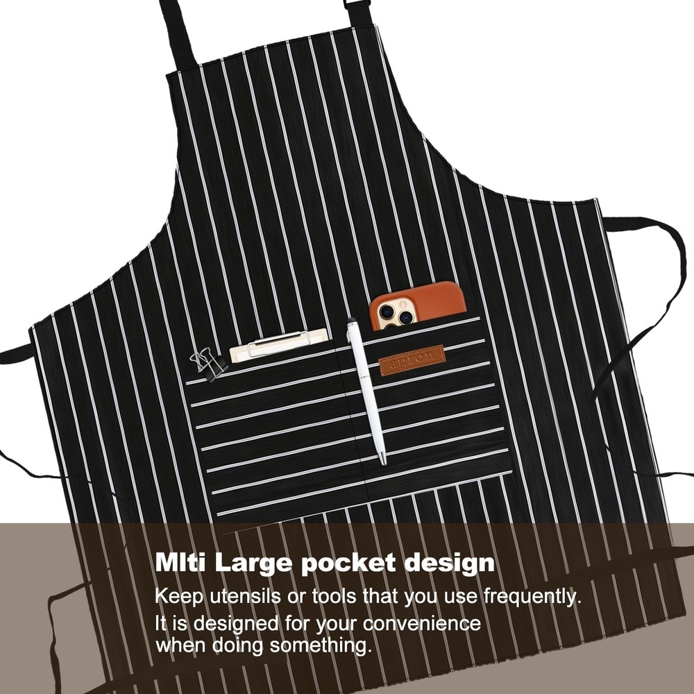 2-Pack Aprons for Women Men with Pockets, Adjustable Bib Kitchen Apron, Chef ...