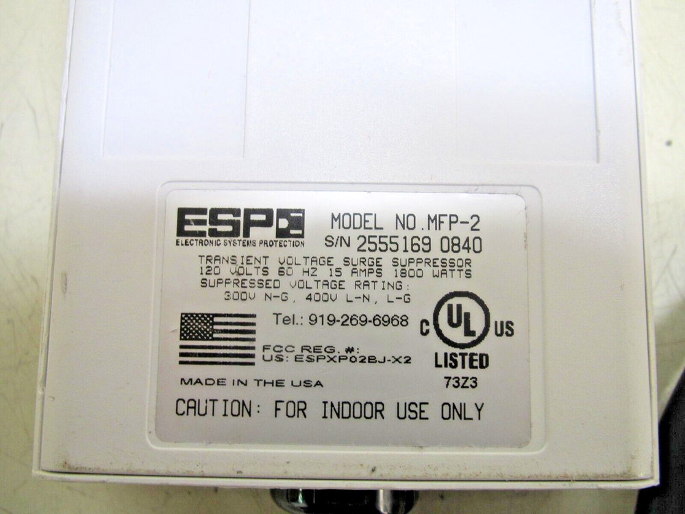 ESP Electronic Systems Protection 15 Amp Surge Suppressor Model No. MFP-2