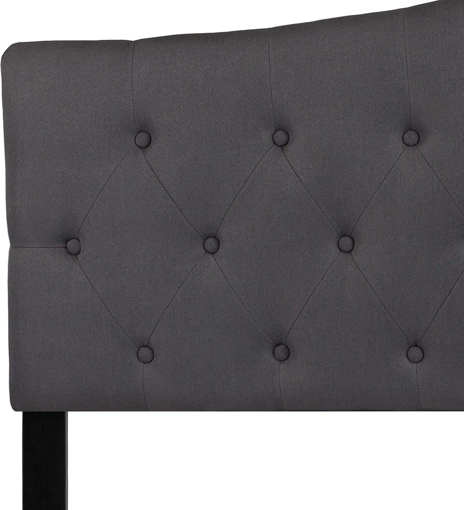 Elegant Tufted Upholstered Queen Size Headboard - Adjustable Height, Dark Gray