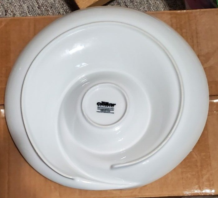 MACY'S THE CELLAR WHITEWARE 13" X 13" Chip & Dip Platter Serving Dish C1