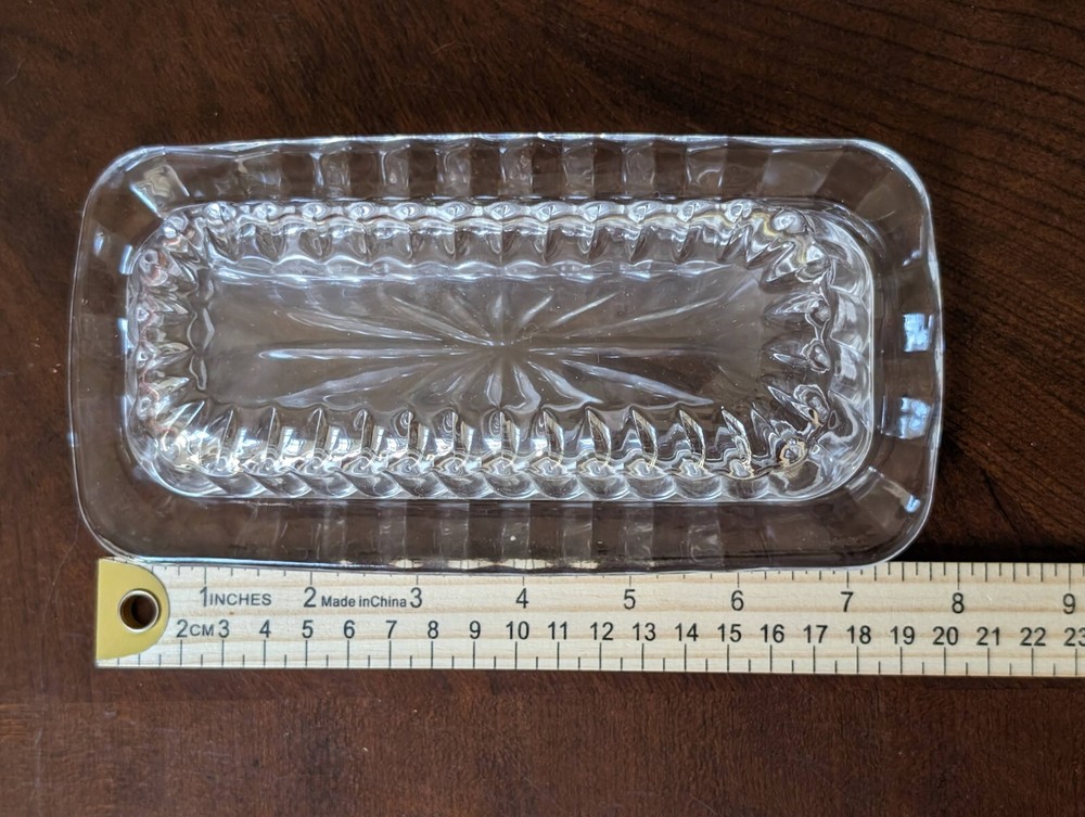 Circleware HOST 2pc Butter Cheese Covered Dish Clear Embossed Glass EUC 8" x 4"