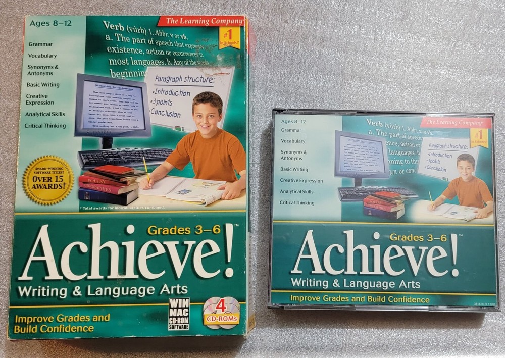 Achieve! Writing & Language Arts Grades 3-6 CD Learning Software Windows & Mac