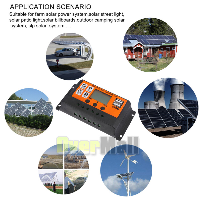 100A AMP MPPT Solar Panel Regulator Charge Controller 12V/24V 1000W/2000W LCD US