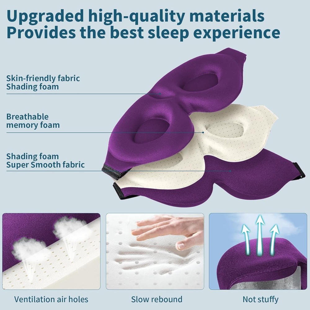 ZGGCD 3D Sleep Mask for Side Sleeper Light Blocking Sleeping Eye Mask for Wom...
