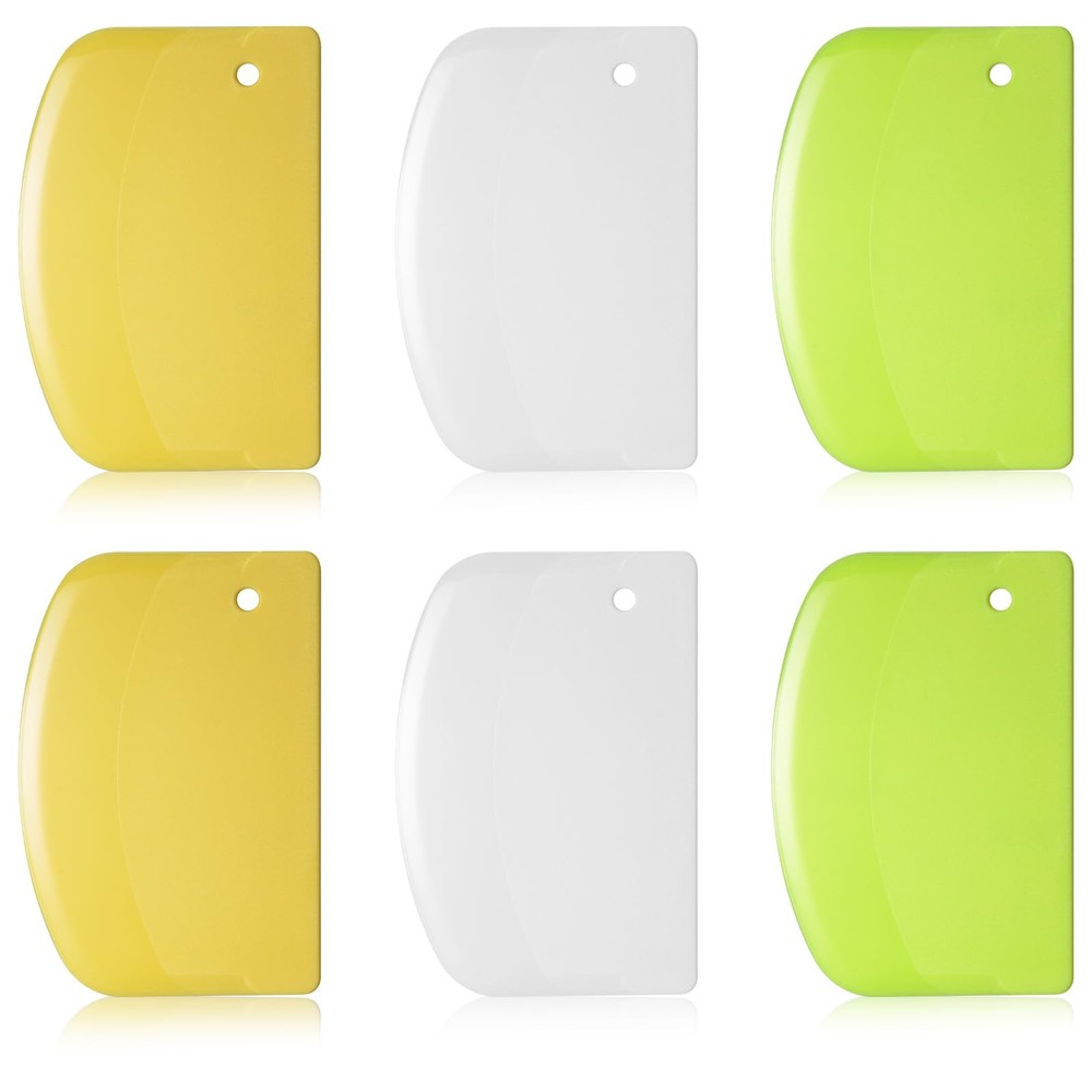 6 Pcs Plastic Dough Scraper Plastic Pastry Bread Baking Making Tools Multi-Pu...
