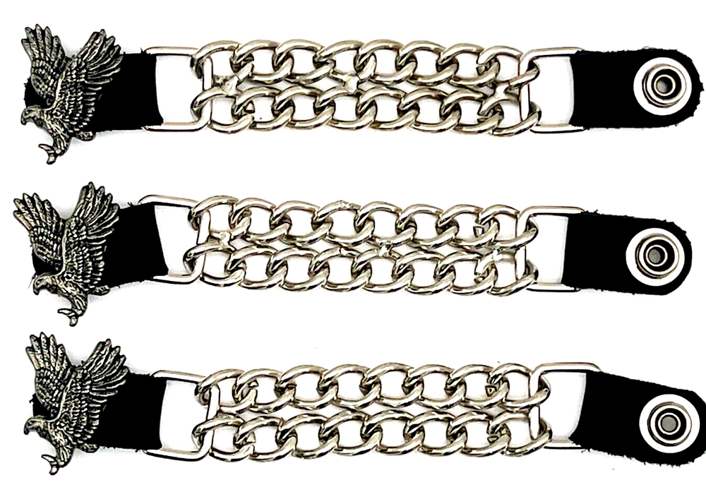 3 EAGLE DOUBLE CHAIN MOTORCYCLE VEST EXTENDERS USA MADE