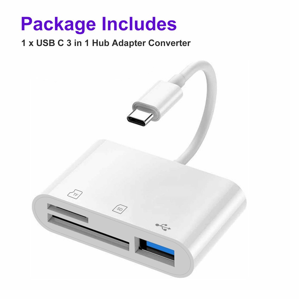 3 in 1 Type C USB OTG Adapter SD/TF Memory Card Reader for iPhone15 Pro Max Plus