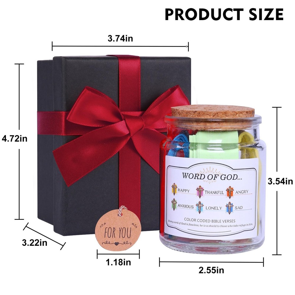 Bible Verse Jar with LED Lights & 90 Scripture Cards & 6 Color-Coded Emotions...