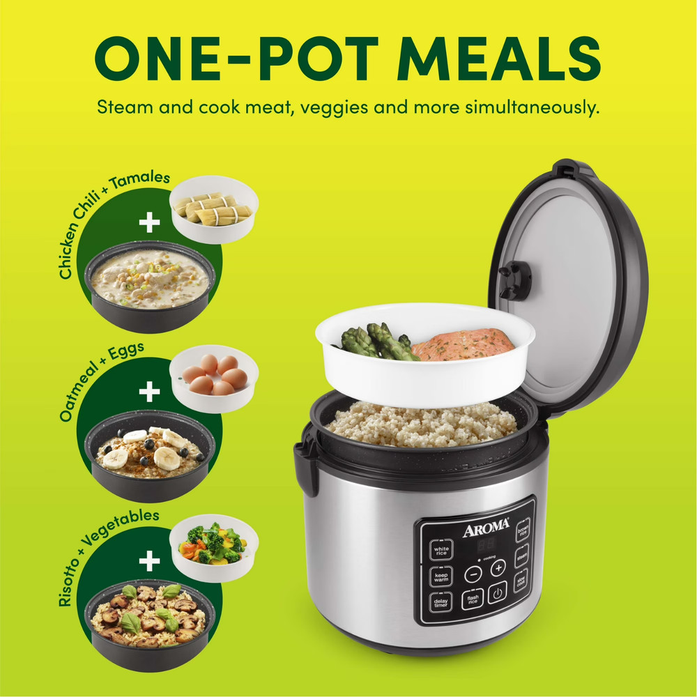 Aroma 20 Cup Rice Cooker Programmable Multi Cooker Steamer Cooking