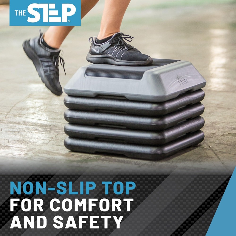 The Step Adjustable High Step Aerobic Platform with 4 Risers, Home Gym Workou...