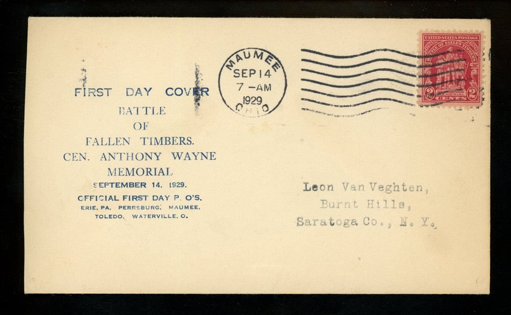 US FDC #680 Unknown M-40 1929 Maumee OH Fallen Timbers