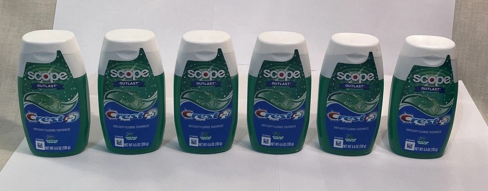 6 Crest Scope Outlast Anticavity Fluoride Toothpaste 4.6 fl oz EXP 2027