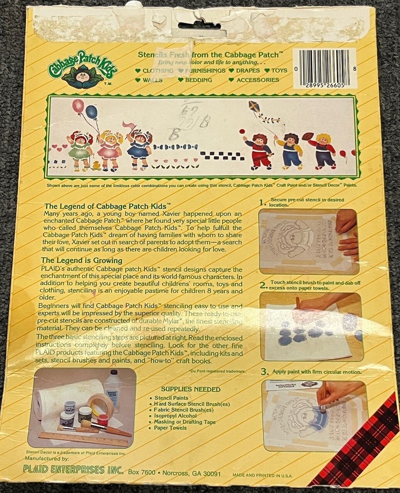 1984 Cabbage Patch Kids Stencil Drawing Set