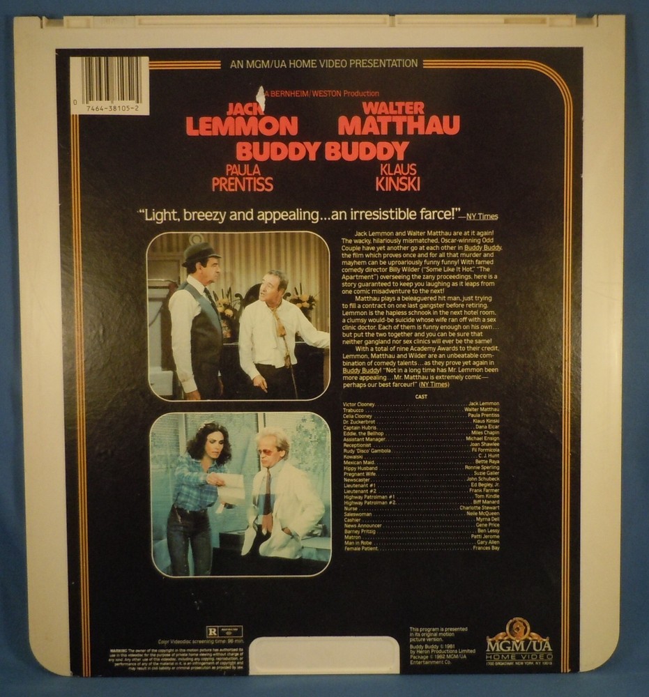 RCA CED VIDEODISC! - BUDDY, BUDDY with Jack Lemmon & Walter Mathau