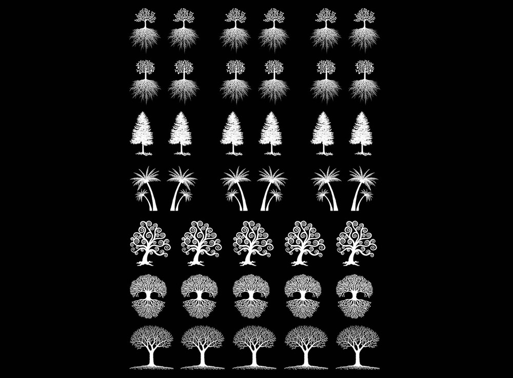 Mini Trees 39 pcs White Fused Glass Decals