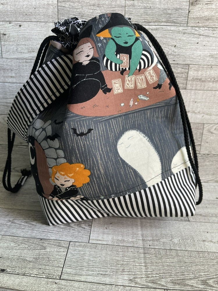Knitting project bag handmade Halloween Witch Storage Tote Drawstring
