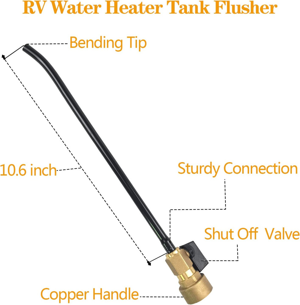 Copper RV Water Heater Tank Rinser Flusher | Remove Sediment from the Bottom of